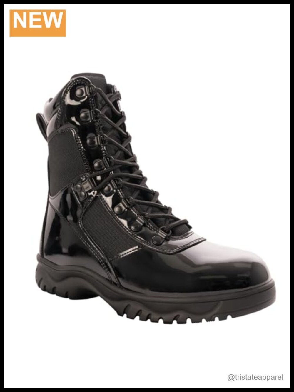 Tactical Boots 8 Inch High-Gloss Side Zip Motorcycle Combat Boots